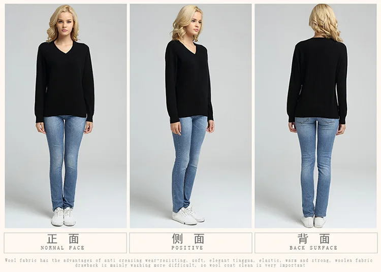 Camisola de Malha Feminina de Manga Comprida com Decote em v de Cashmere Suéter e Pulôver Jveii Mulheres Jumpers Feminino Outono Inverno Magro Ocasional 15 Manga Comprida Com Decote Em V de