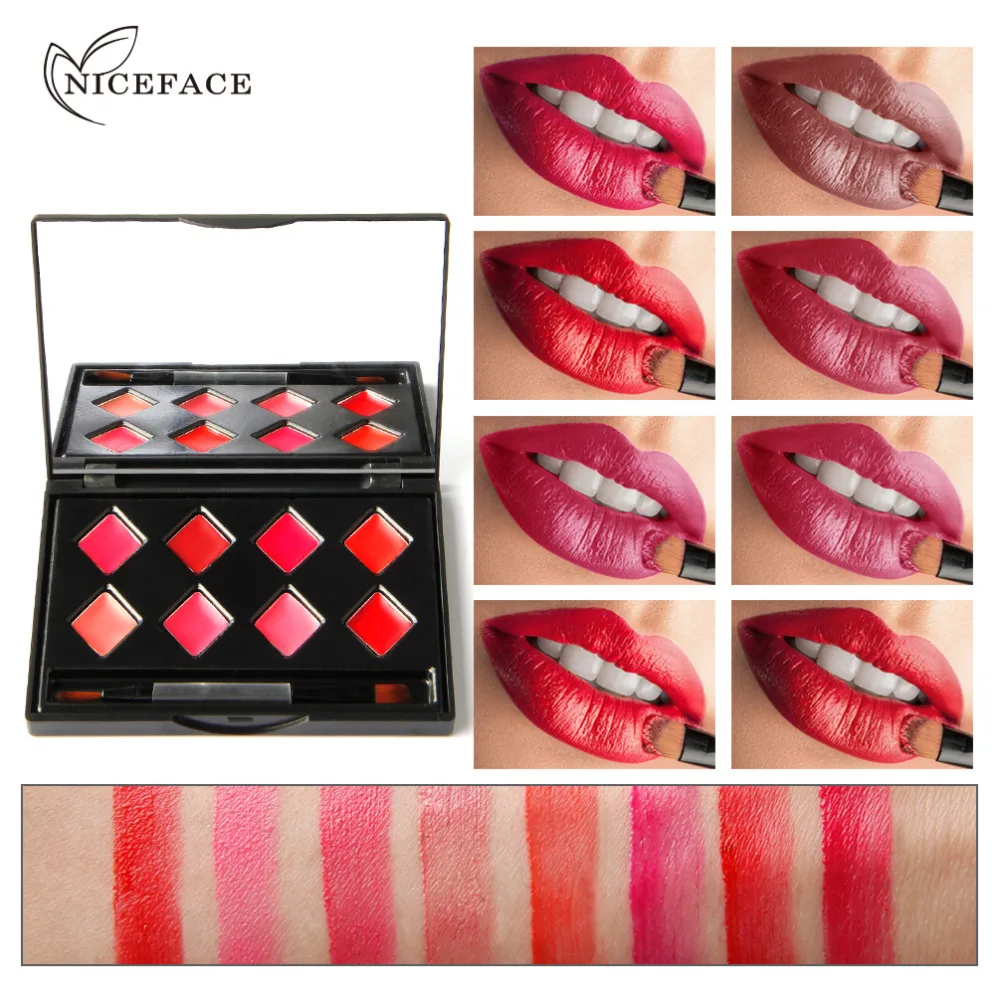 NICEFACE Jelly Lip Gloss Palette Lip Brush Lip Balm Moisturizing