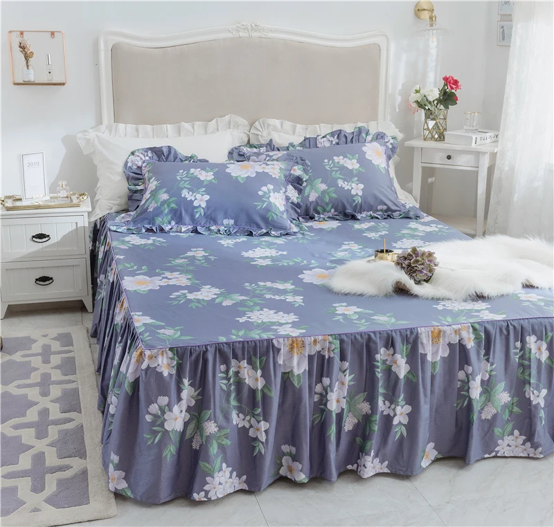 Хлопковое кружевное постельное белье с оборками кровать юбка наволочки