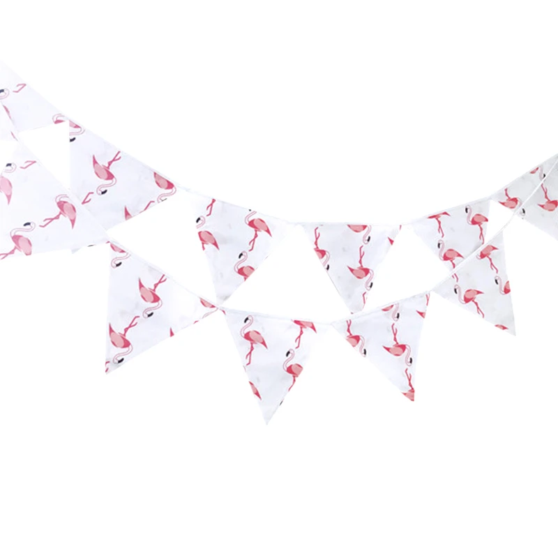

12 Flags 3.2m Cute Red Flamingo Cotton Fabric Bunting Pennant Flags Banner Garland Baby Shower/Outdoor DIY Home Decoration