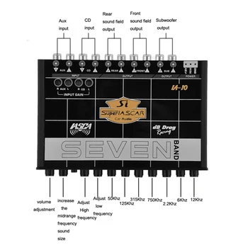 

12v Car Audio Aux CD in Tuner 7-band Equalizer EQ Crossover Processor Parametric Equalizers Amplifier Gain