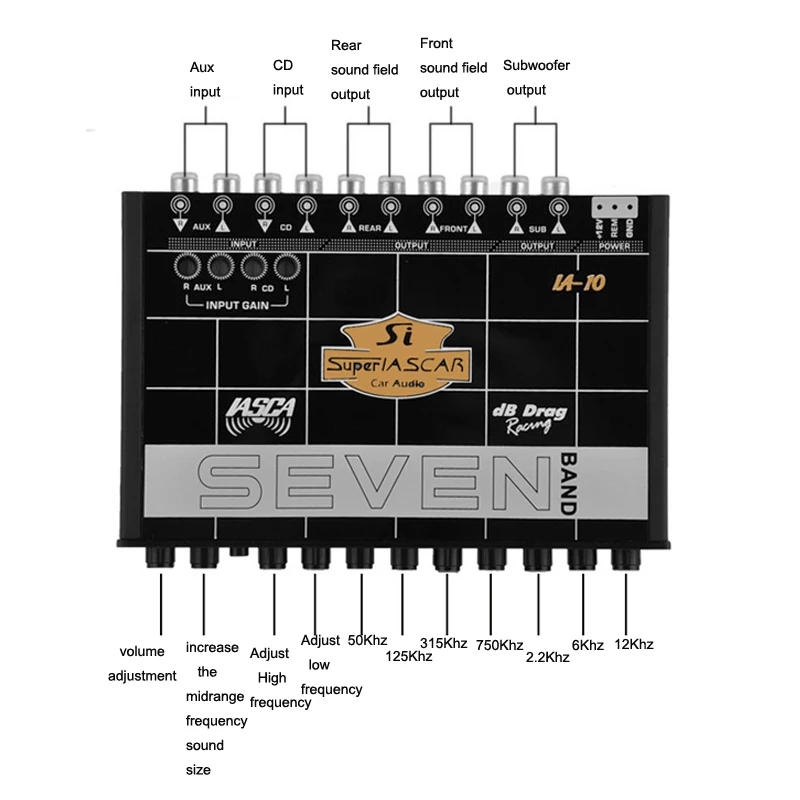 Car Audio Tuner 7 band Equalizer EQ Crossover Audio Processor