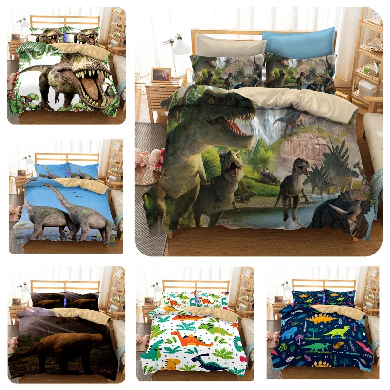 

Bedding Set Duvet Cover Cartoon Dinosaur Pillowcase New