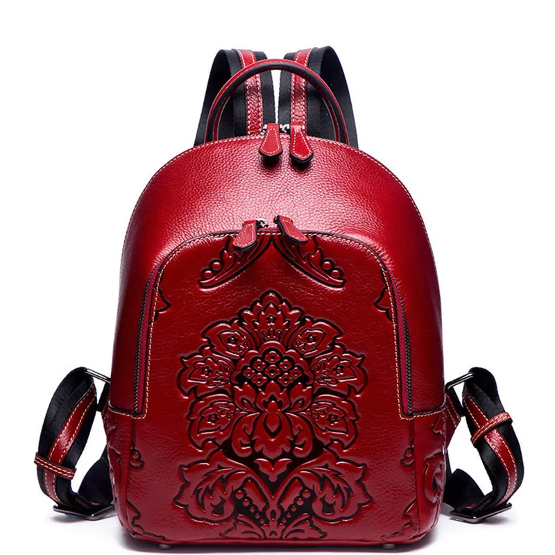 Бренд BERAGHINI, женский рюкзак из натуральной кожи, винтажный рюкзак с тиснением для девочек, роскошная школьная сумка, Высококачественная дорожная сумка