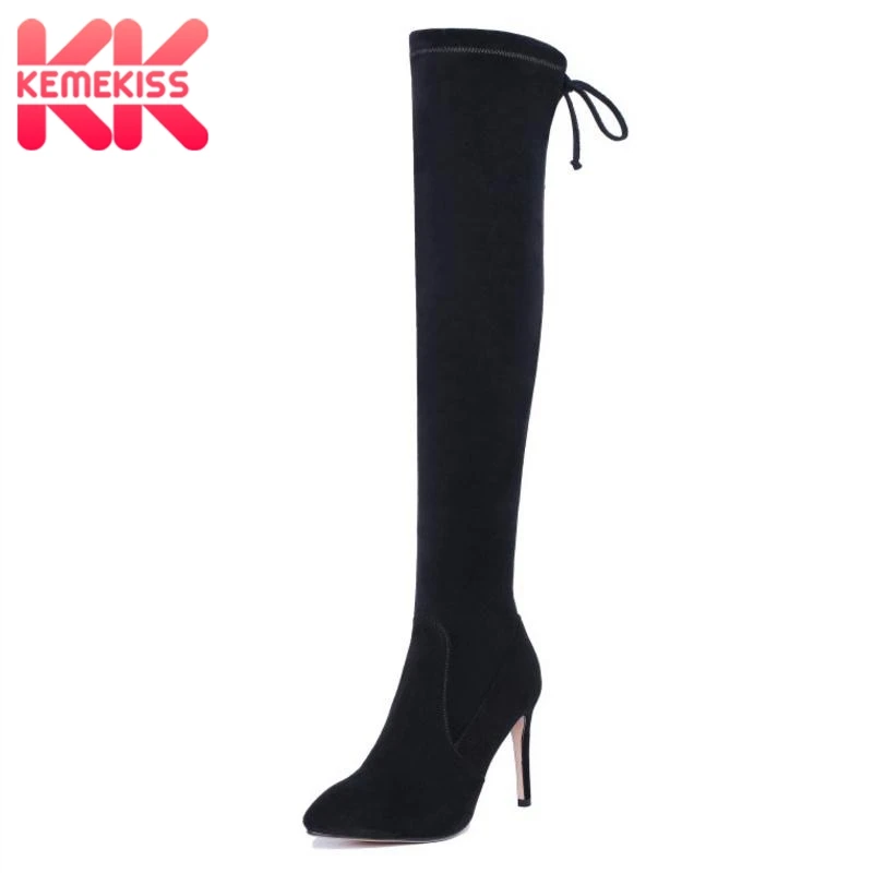 Delgada Invierno 48 Genuino Botas Negro Tacón Zapatos Señoras Rodilla La Cremallera Cuero Tamaño Mujer Alto Kemekiss Sobre 34 De Talón Largas qEWz7nWTw