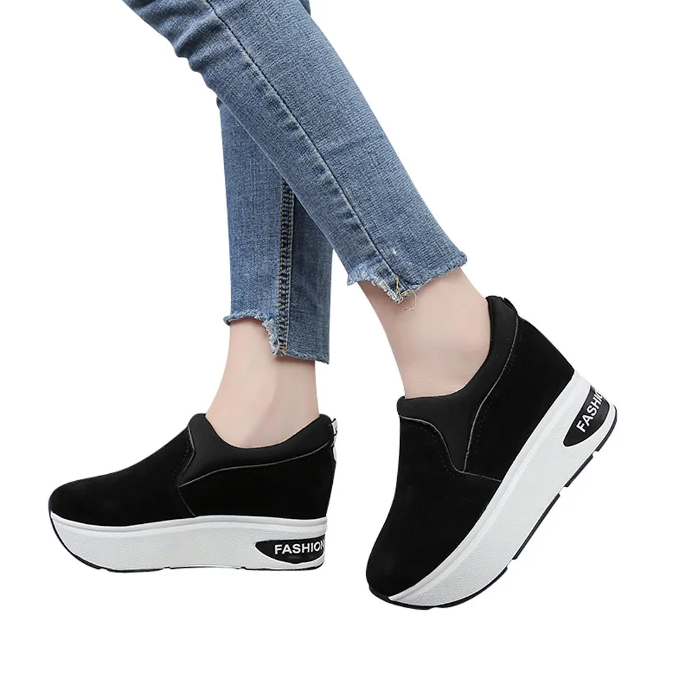 

NEW FASHION Women high platform sneakers Suede Casual Shoes Thick-Soled Increase Solid Shoes Shake sneakers zapatos de mujer#ES