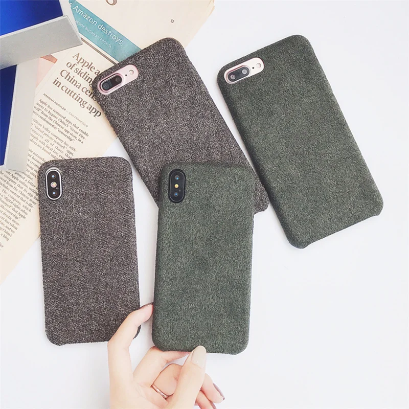 

Vintage simple Cloth Fabric Plush Phone Case Simple Plaid Soft Tpu CaseFor iPhone X 8 7 6s Plus 6Plus 6sPlus 7Plus 8Plus Cover