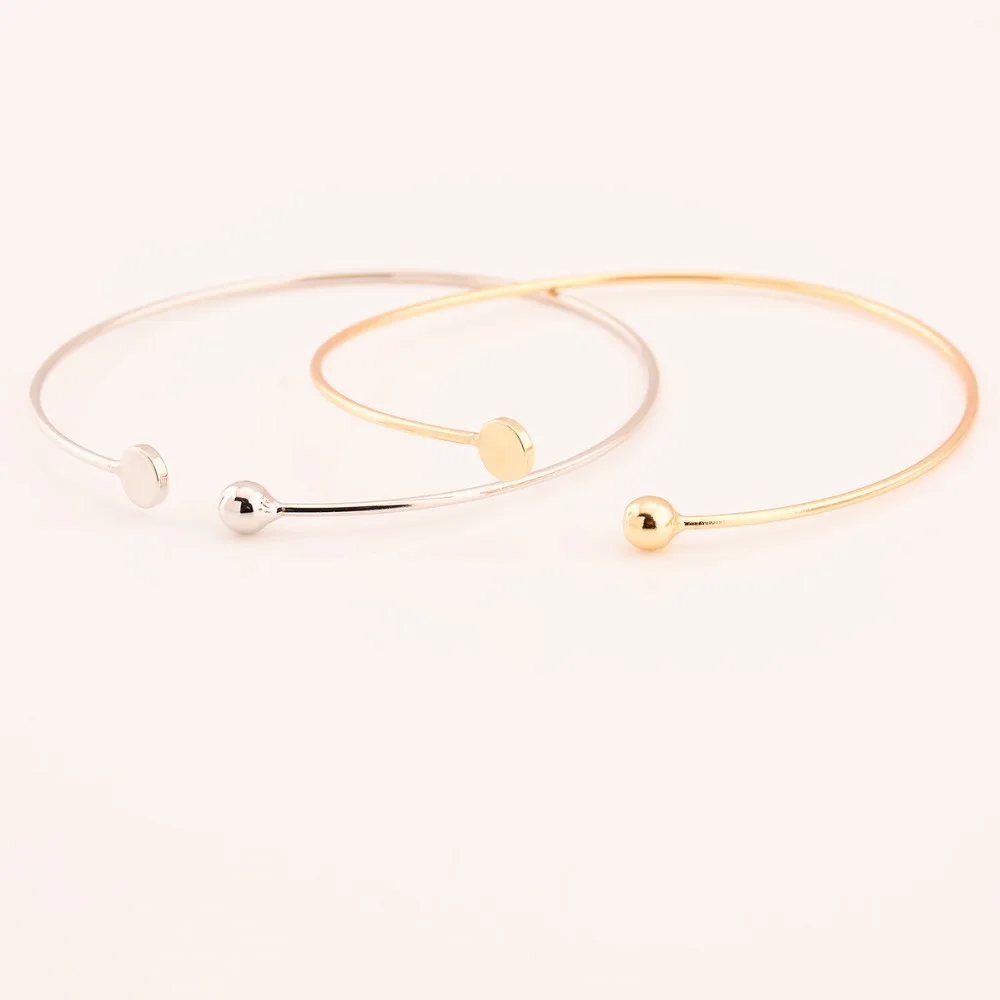 AE-CANFLY Fashion Upper Arm Bracelet Simple Gold Silver Tone Metal Open Armband Bangle 2K3007