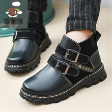 2017 autumn and winter plus velvet children’s snow boots genuine leather girls black leather school shoes children leather shoe
