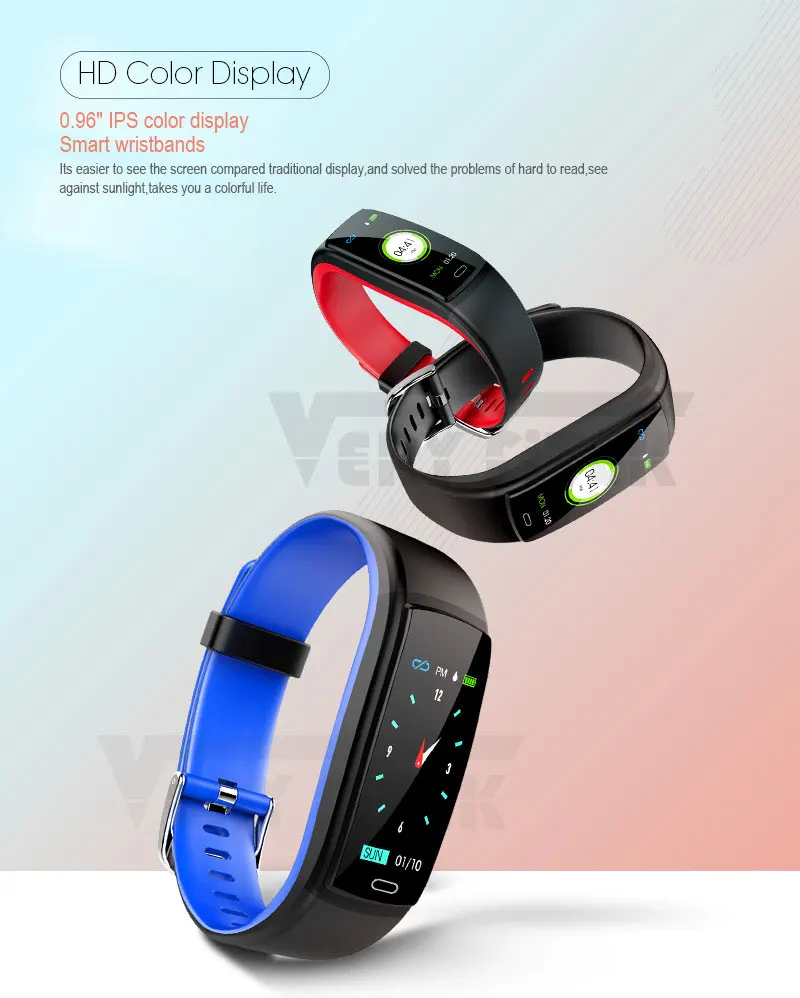 VERYFiTEK Y9 Smart Band Blood Pressure Heart Rate Monitor Wristband Female Physiological Reminder Pedometer Fitness Bracelet (1)