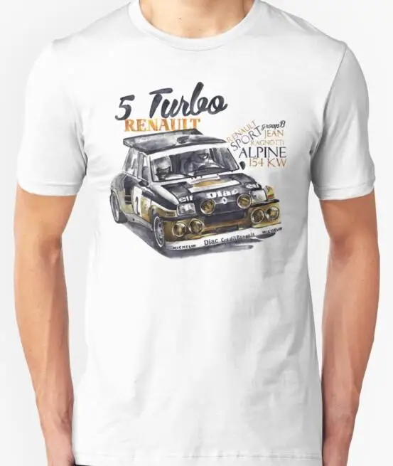 

2019 Fashion Brand Men's Rally Group B Turbo Renault 5 Turbo Group B Classic Rally Car T-shirt.