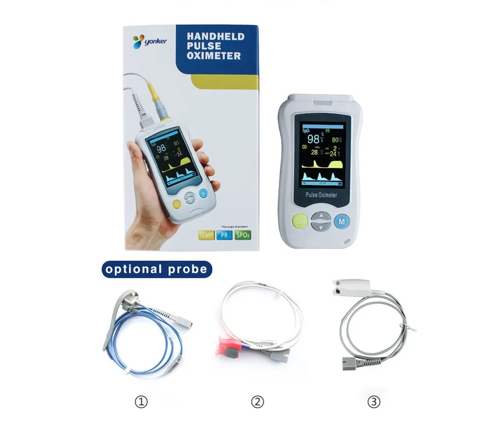 

Medical Fingertip Oximetro Handheld Pulse Oximeter Mini OLED with adult pediatric infant THREE Probes