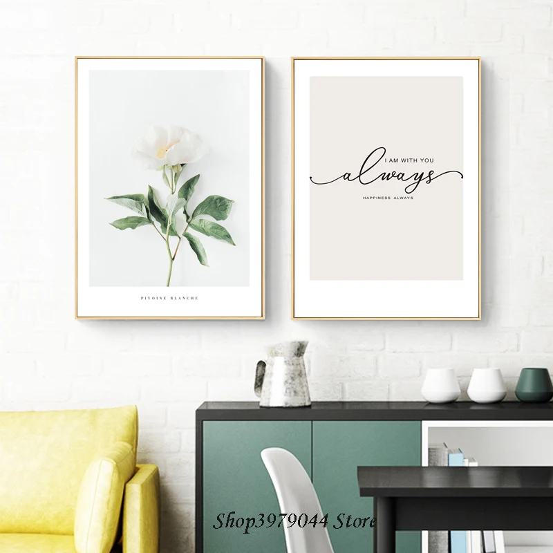 

White Flower Art Canvas Painting Nordic Poster Wall Pictures For Living Room Cuadros Quadro Photo Decorative Picture Unframed