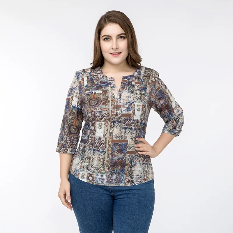 Brand Big Size 2018 Spring Summer Women Vintage Blouse Plus Size Brand big size 2018 spring summer women vintage blouse plus size