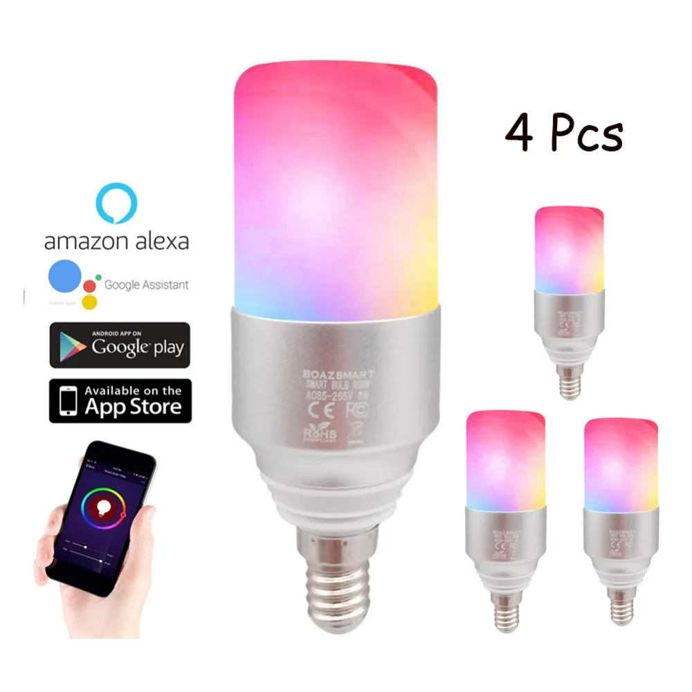 

BOAZ Smart LED bulb light e14 5W RGBW WiFi bulb .compatible with Alexa Google Home . tuya smart app remote bulb