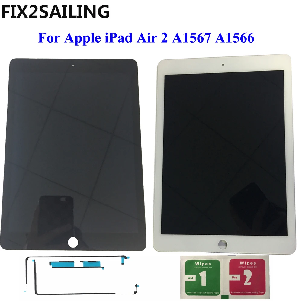

9.7" Lcds DHL Free For Apple iPad 6 Air 2 A1567 A1566 9.7'' 100% AAA+ Grade LCD Display Touch Screen Digitizer Assembly