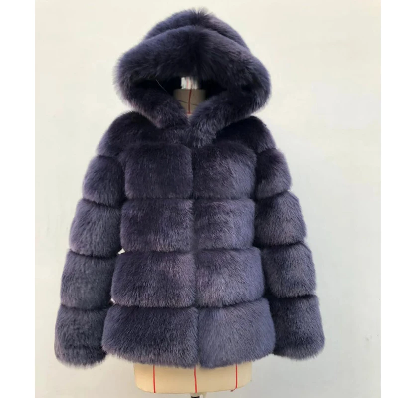 

TIARAKA Winter Thick Warm Faux Fur Coat Women Plus Size Hooded Long Sleeve Faux Fur Jacket Luxury Winter Fur Coats bontjas