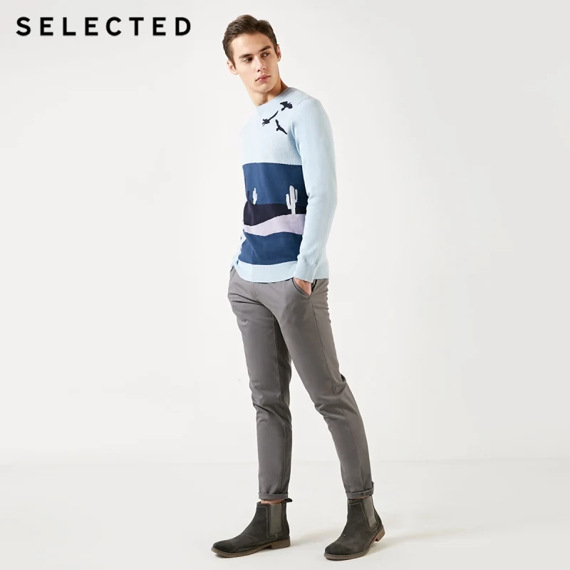 Выбранный хлопок ассорти цветов шаблон пуловер свитер Мужская трикотажная одежда S | 419124552