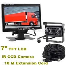 DIYKIT DC 12V-24V 7 inch TFT LCD Car Monitor + 4pin IR Night Vision CCD Rear View Camera for Bus Houseboat Truck