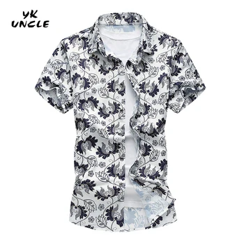 

YK UNCLE Brand Large Size Men's Shirts 2017 Summer Mercerized Cotton Shirts Middle-aged Mens Casual Short Sleeve Shirts M-7XL
