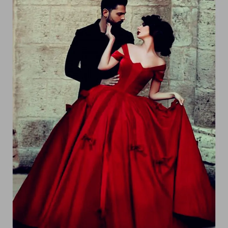 red gothic ball gown