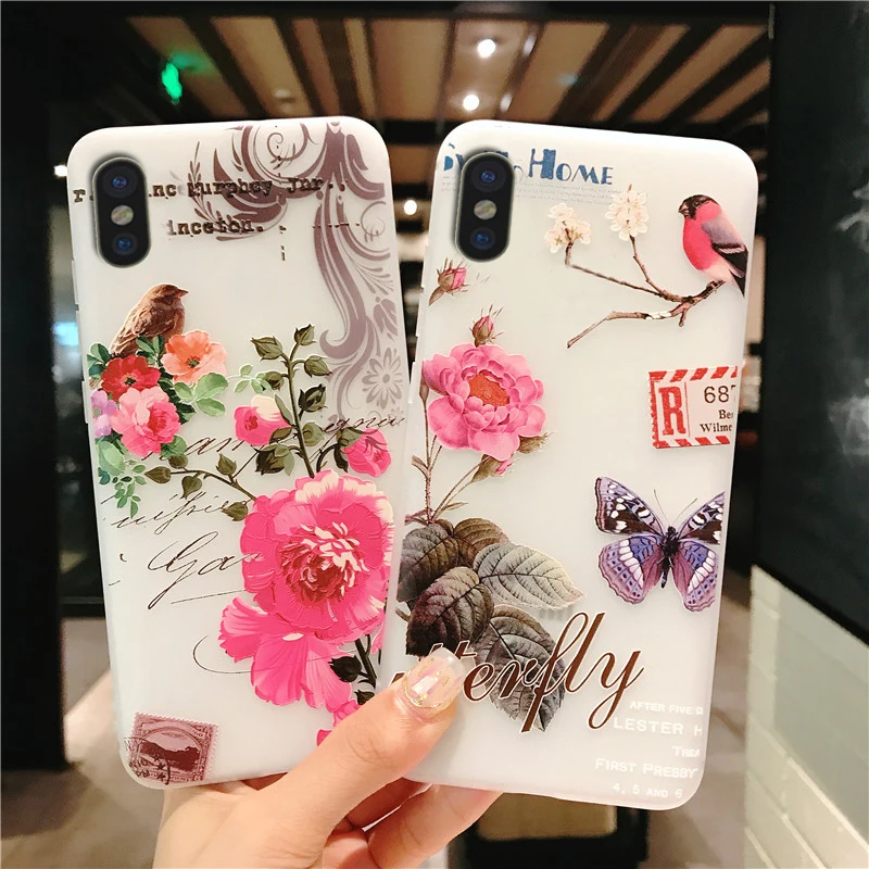 I Coque cover Case for Apple iphone X XR IphoneX XS MAX silicone Luxury Silicon 3d cute original Phone Back Flower Etui | Мобильные