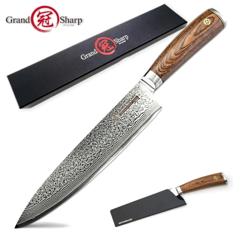 

Damascus Kitchen Knives Chef Knife 8 Inch vg10 Japanese Damascus Stainless Steel Cooking Tools Gift Box Blade Sheath Kitchenware