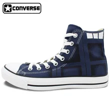 Hand Painted Blue Canvas Shoes Converse Chuck Taylor Design Custom Police Box Athletic Sneakers High Top for Gifts