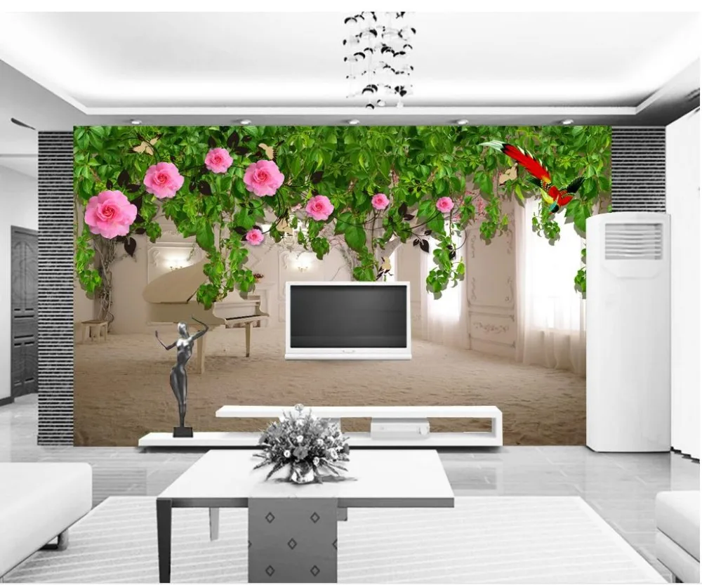 Kustom Foto Wallpaper Besar 3d Stereo Romantis Naik Tv Latar