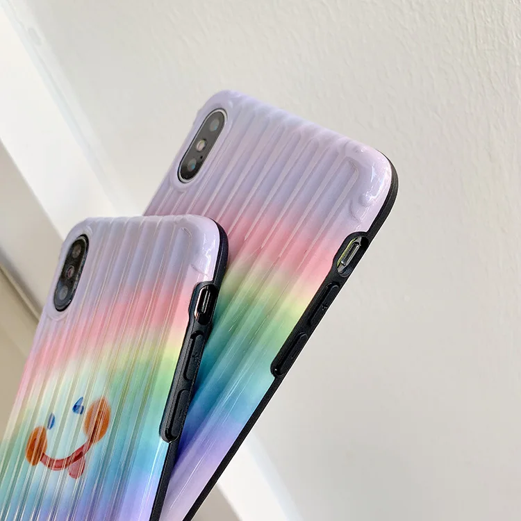 

For Cute rainbow smiley suitcase xs max apple X mobile phone shell iphone8/7plus/6s/XR girl heart cartoon