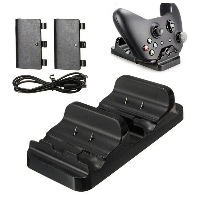 

Dual Charging Station Dock Stand + 2 Battery For Xbox One Wireless Controller