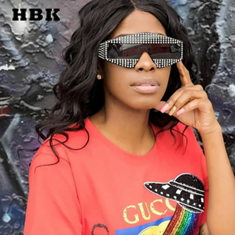 HBK квадратный объектив кристалл алмаза Star 2018 новый роскошный сексуальные женские солнцезащитные очки модные стиль для мужчин очки Óculos