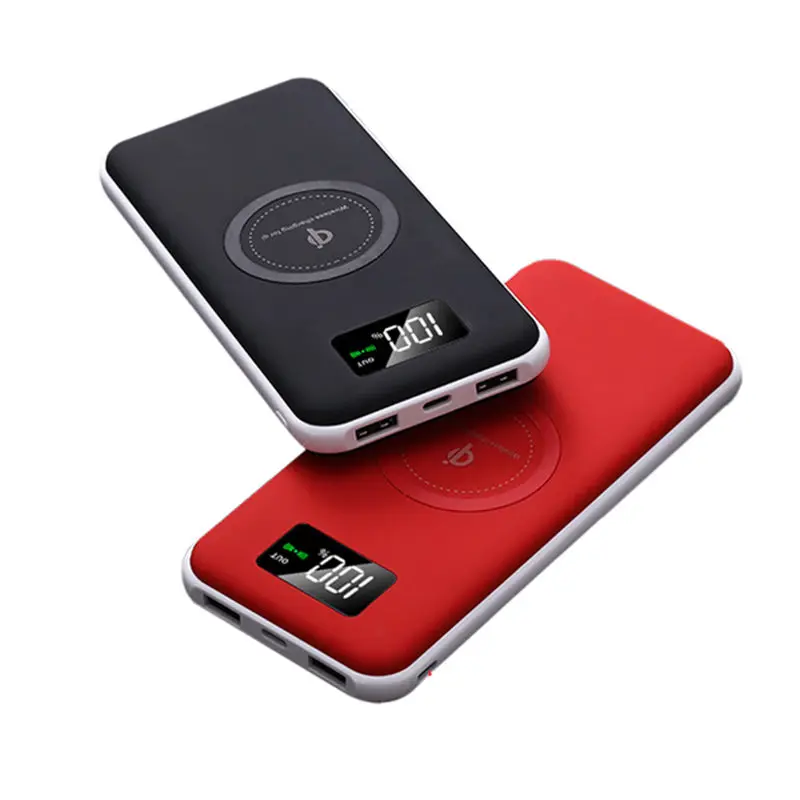 10000mAh Qi Wireless Charger Power Bank with LED Digital Display Dual USB External Battery Powerbank for iphone X Samsung Xiaomi