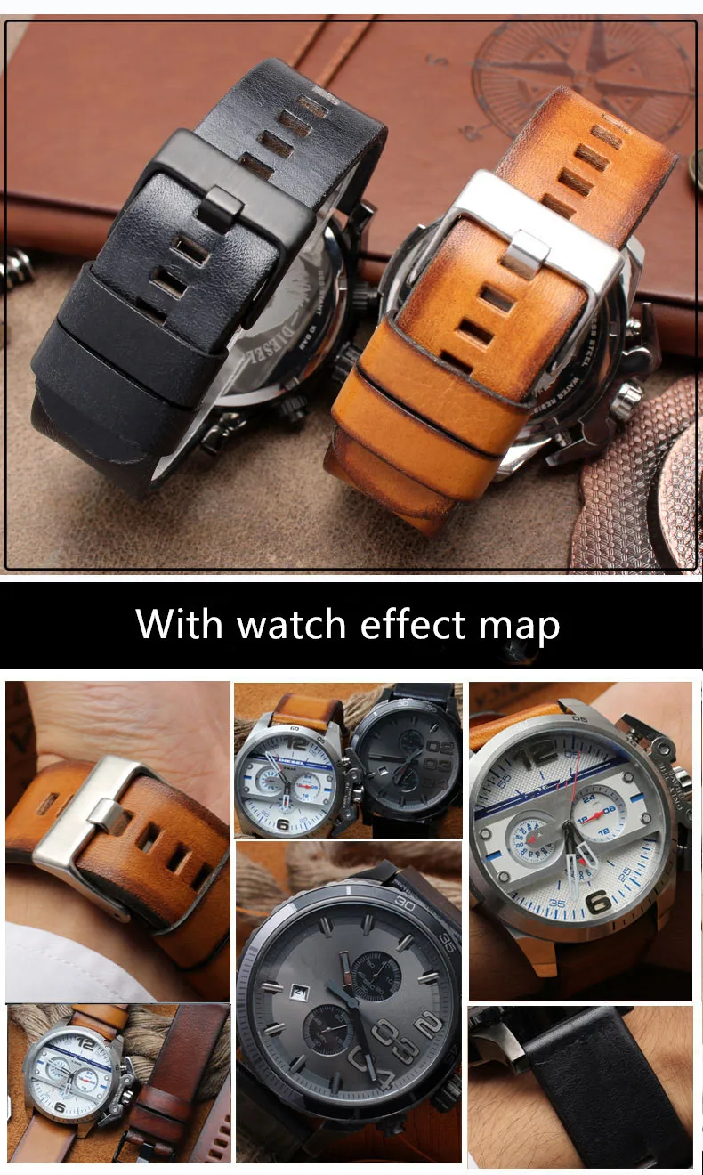 Ручной работы Fit diesel DZ4323 DZ4283 DZ1657 DZ4309 Смотреть band 22 мм 24 мм 26 мм duty Качество винтажная натуральная кожа для мужчин браслет