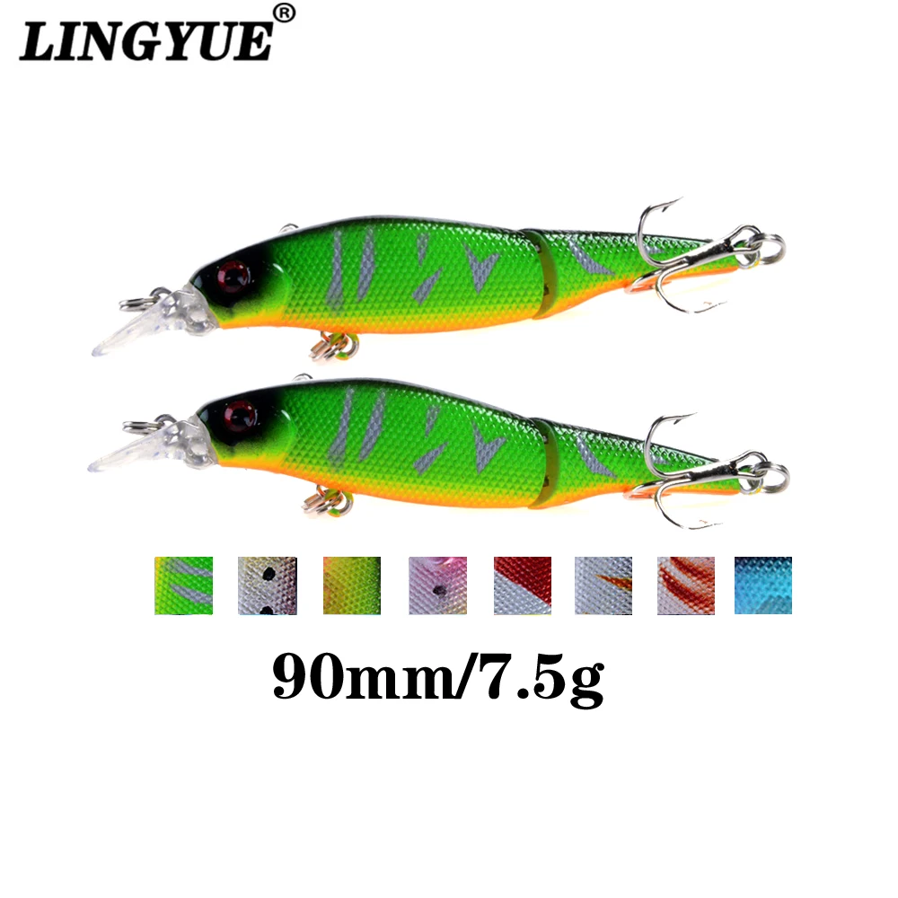 حار بيع 1 قطع قسمين أسماك Wobblers 90 ملليمتر 7.5 جرام الصيد السحر 3D عيون Crankbaits Pesca حار بيع 1 قطع قسمين أسماك Wobblers 90 ملليمتر 7.5 جرام الصيد السحر 3D عيون Crankbaits Pesca