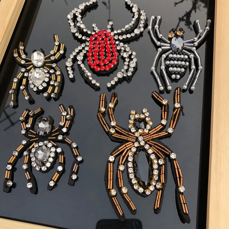 

Manual nail bead sequins patch stick insect dragonfly spider applique patch embroidery clothing decoration spider patches