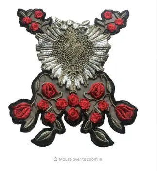 

DZHeart Rose Embroidered Appliques Flower Patches for Clothes T-shirt DIY Decoration 31 x 26 cm Big Motif Patches 1Piece