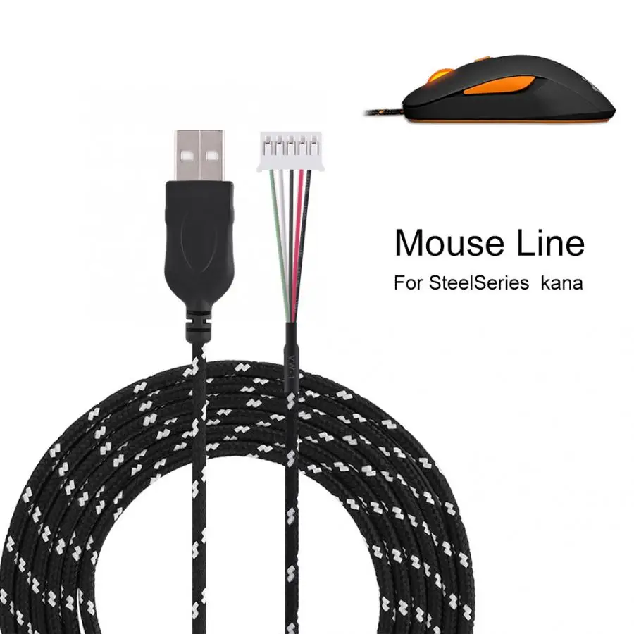 

NEW AA computer cable spiral 2.2 Meters USB Cable Wire Line Replacement for kana Mouse Black+Orange computer cable