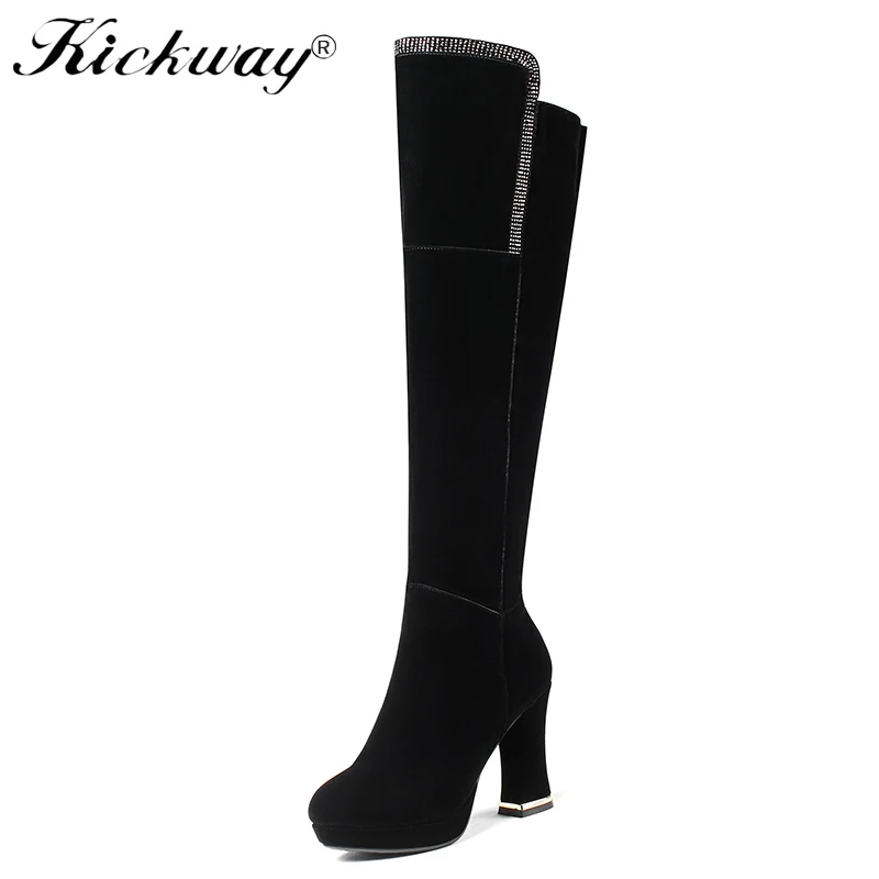 

Kickway Knee High Boots for Women Sexy High Heels Long boots Winter Shoes Round Toe Platform Knight Boots Botas Women Booties