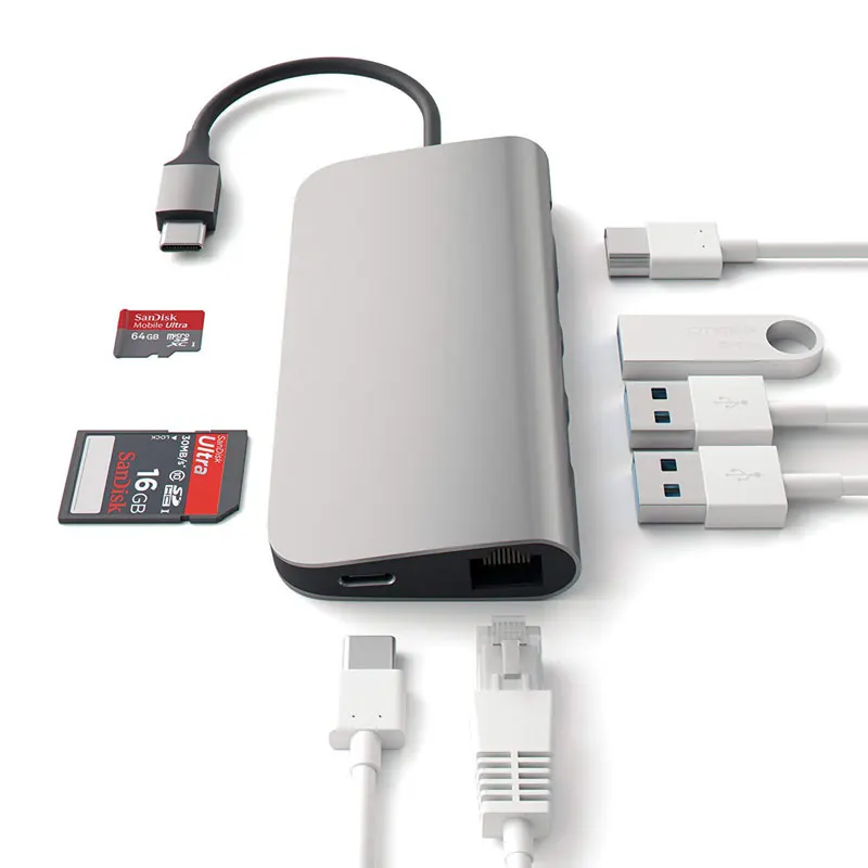 Адаптер Thunderbolt 3 USB C концентратор HDMI 4K Rj45 1000M для MacBook/Air huawei mate 10 P20 type-C с PD кардридер концентратор 3,0