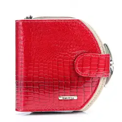 Женские короткие бумажник, сплошной цвет патент кожаный бумажник