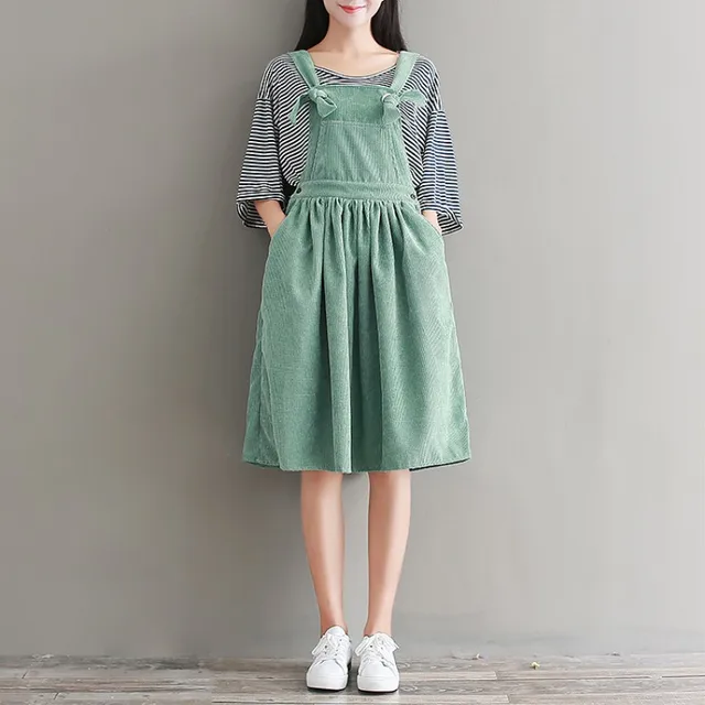 green overall skirt