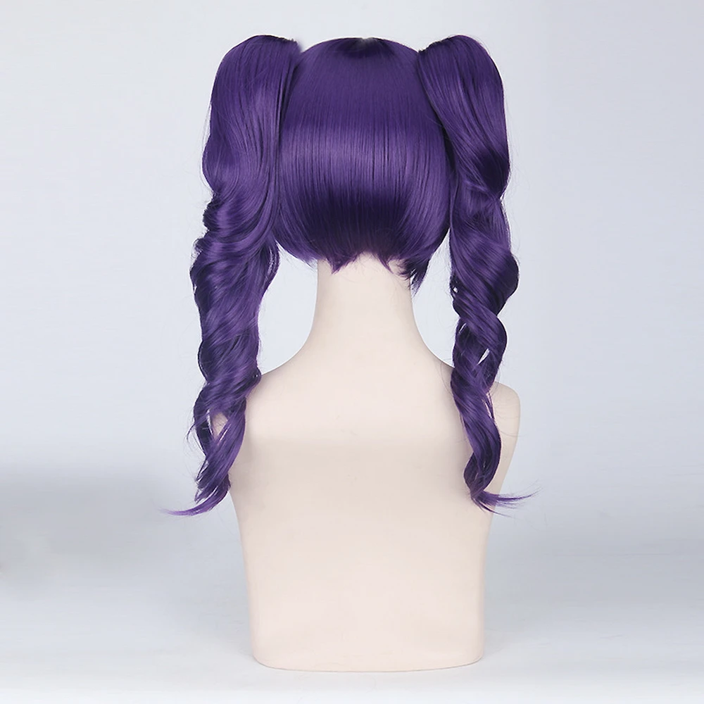 Cosplay&Ware [2]Bleach Katenkyoukotsu 40cm Long Cosplay Wig With Bangs Synthetic Fake Hair Purple Wavy Anime Costume Party Ponytails -Cosplay&Ware anime Shop