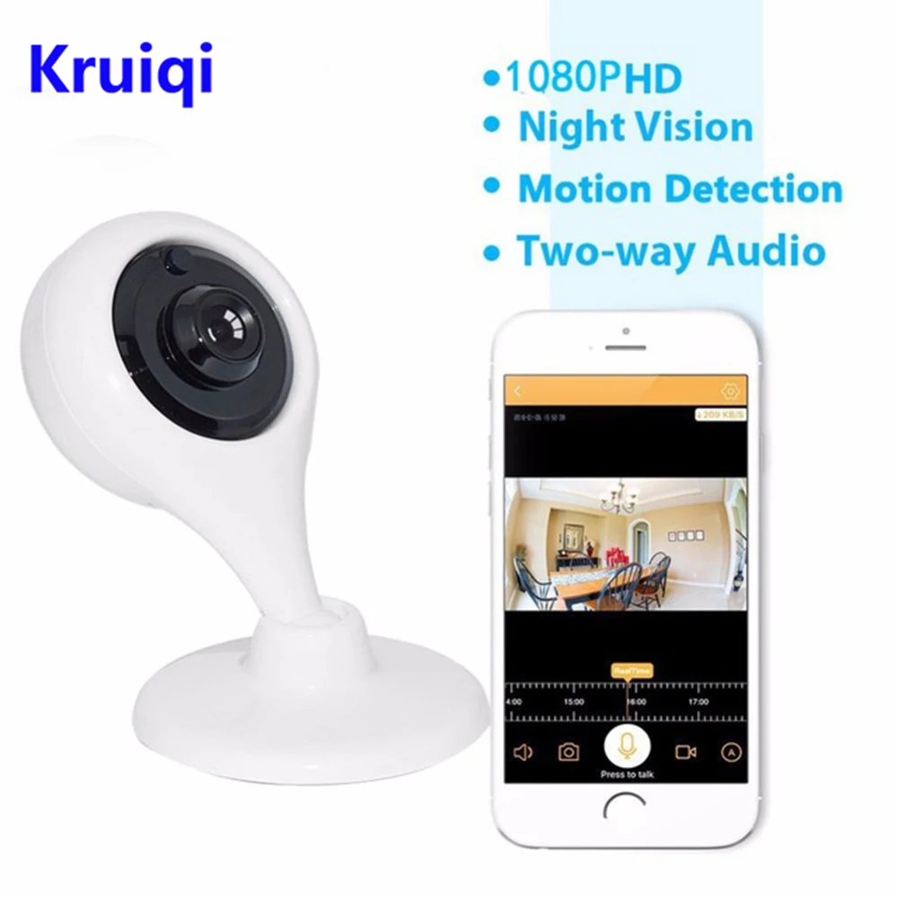 2MP IP Camera 1080P Wi-Fi Wireless Surveillance Camera Two Way Intercom IR