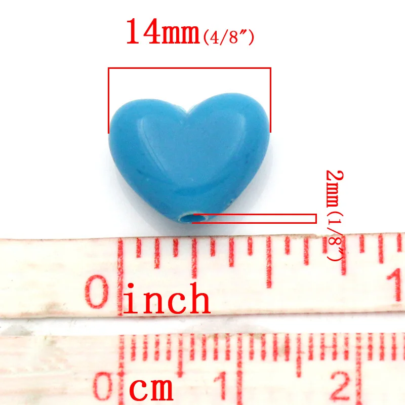 DoreenBeads акриловые разделительные бусины в виде сердца смешанные 14x11 мм 100 шт.
