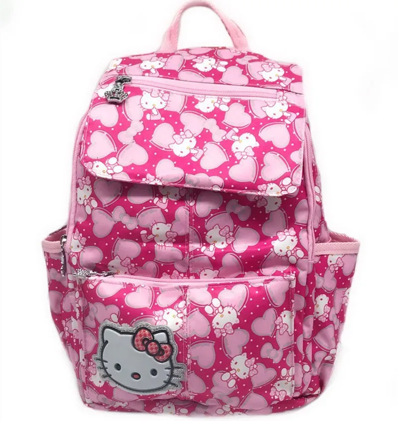 Рисунок «Hello kitty» Обувь для девочек сумка рюкзак нейлоновая сумка yey-BK9908 - Цвет: Hot Pink