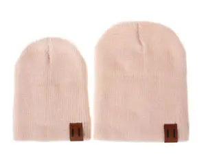Бренд, мужская и женская семейная шапка, зимняя вязаная теплая шапочка-бини для детей, папы и мамы - Цвет: Light Pink
