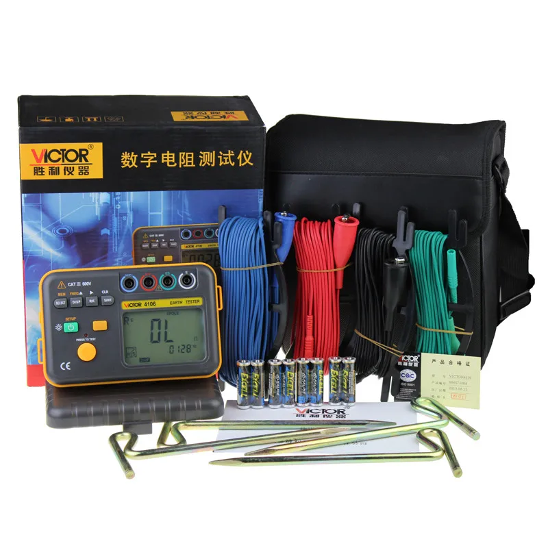 

Ground Resistance Tester VC4106 Digital Earthing Instrument Lightning Detector 4-Pole Ground Resistance Measurement