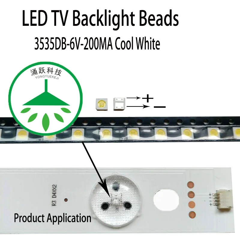 100Pcs/lot new high power cool white lamp beads 6v for lcd tv repair led tv backlight strip light-diode 3535 smd