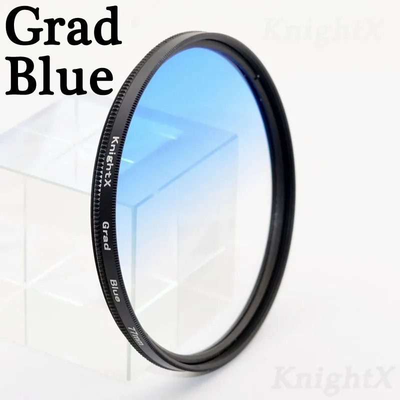 KnightX Grad синий 49 52 55 58 62 67 72 77 фильтр объектива для sony Canon Nikon цветной светильник фильтры для фото 100d 450d nd - Цвет: Grad Blue